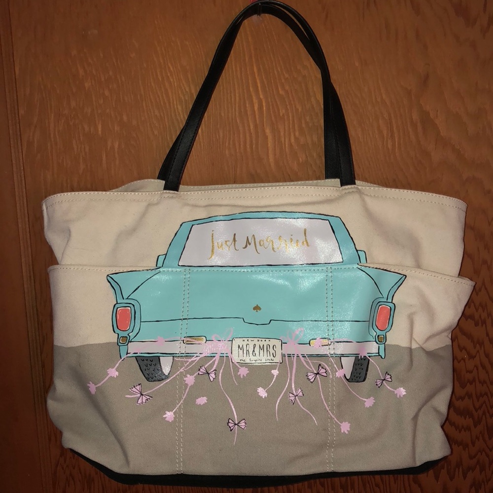Just Married Canvas and leather tote